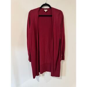 Talbots Burgundy Long Open Cardigan Size L – Lightweight Knit